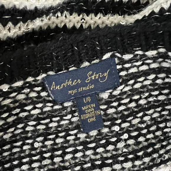 Another Story NYC Studio Shrug Cardigan Sweater Large Black and White Sequin - Picture 9 of 9